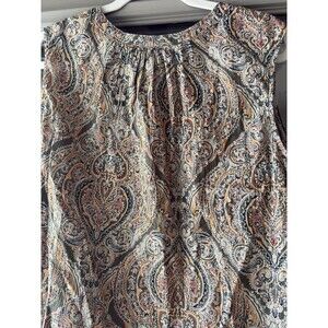 Liz Claiborne Brown Paisley sleeveless pullover top Shirt SZ XXL V neck Career